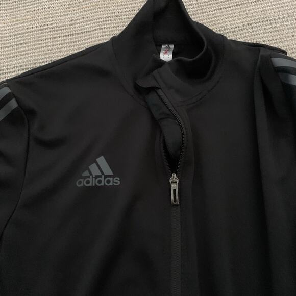 Adidas Track Jacket Womens Medium Black/Gray Three Stripe Full Zip AV1008 Clima - Picture 1 of 7